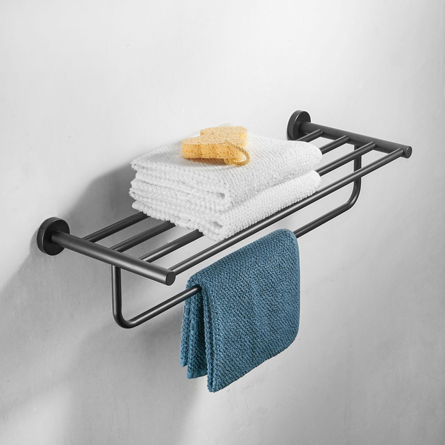 Bathroom Accessories Set Gold Black Chromed Brush TOWEL SHELF