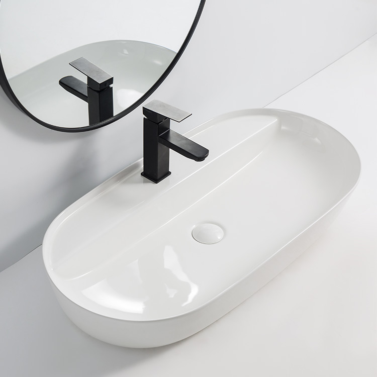 New Design Lavabo Hand Wash Basin Ceramic Oval Countertop White Art Basin Above Counter Bathroom Sinks